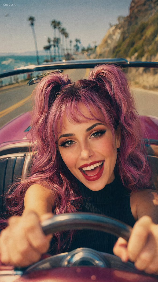 AI Prompt for 90s Retro Film Driving Scene with Vintage Car
