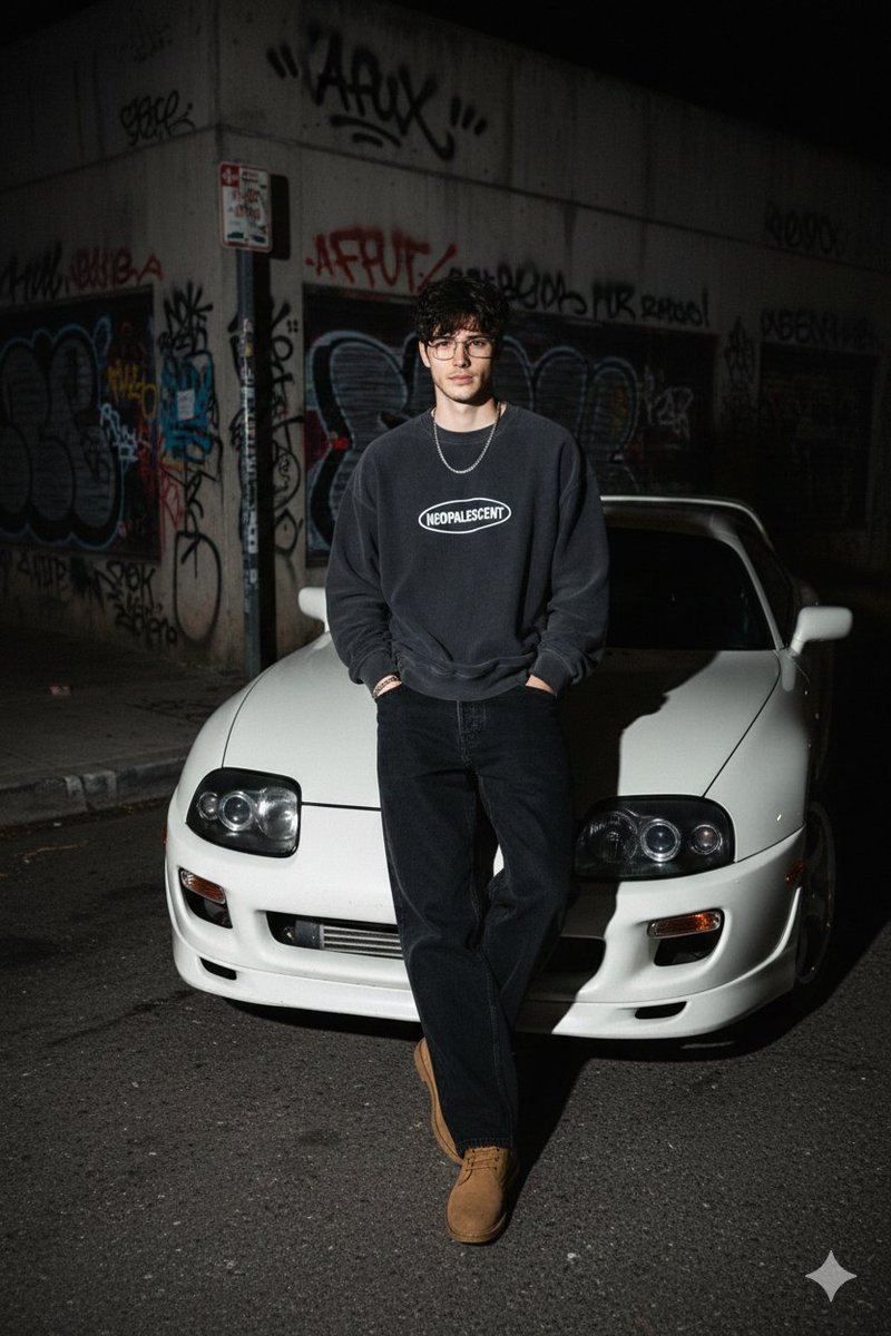AI Prompt for 90s Streetwear-Inspired Toyota Supra Photo