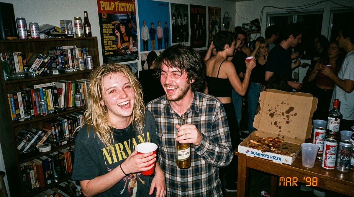 AI Prompt for 90s-Themed Indoor Party Photos with Harsh Flash and Red Eye Effect
