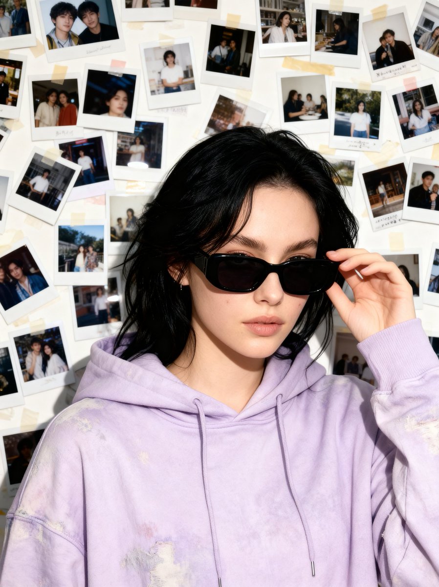 AI Prompt for 90s-Themed Portrait with Polaroid Background and Soft Lighting