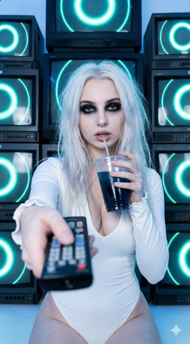 AI Prompt for a Cyber-Goth Y2K Portrait with Retro Televisions