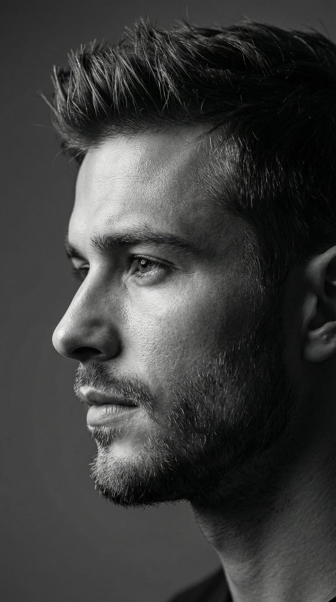 AI Prompt for a Moody, High-Resolution Black and White Male Portrait with Spiked Hair
