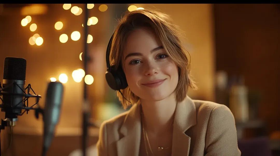 AI Prompt for a Professional Podcast Host Portrait in a Recording Studio
