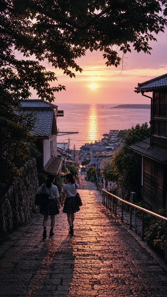 AI Prompt for a Vibrant Japanese Summer Sunset Scene