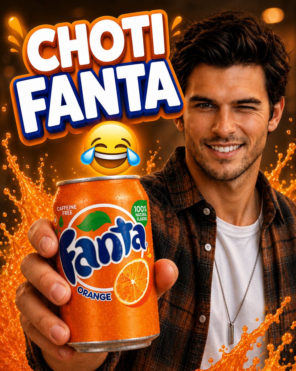 AI Prompt for a Vibrant Orange Fanta Poster with 3D Typography and Splash Effect