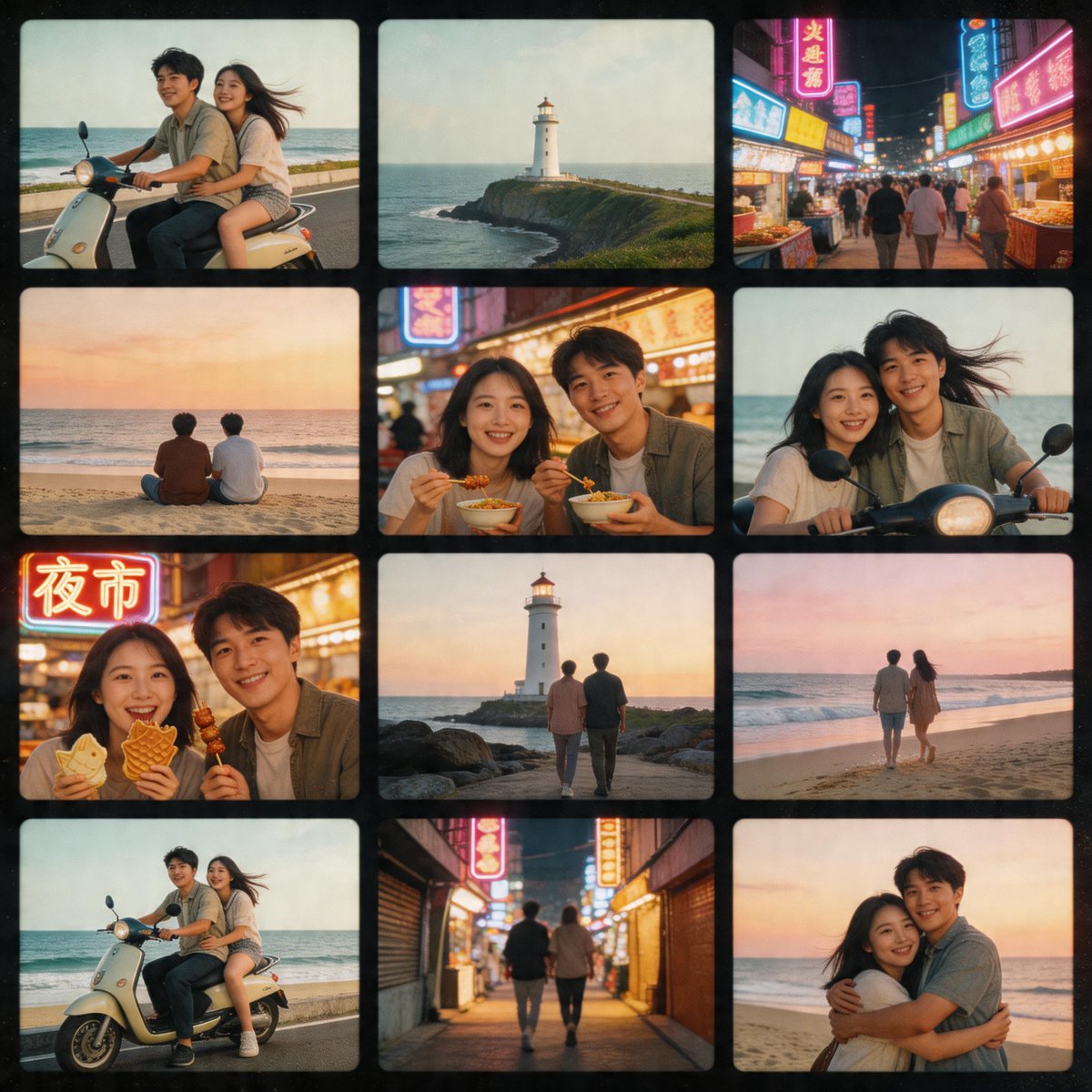 AI Prompt for a Vintage Tokyo Cityscape Collage of a Couple's Vacation