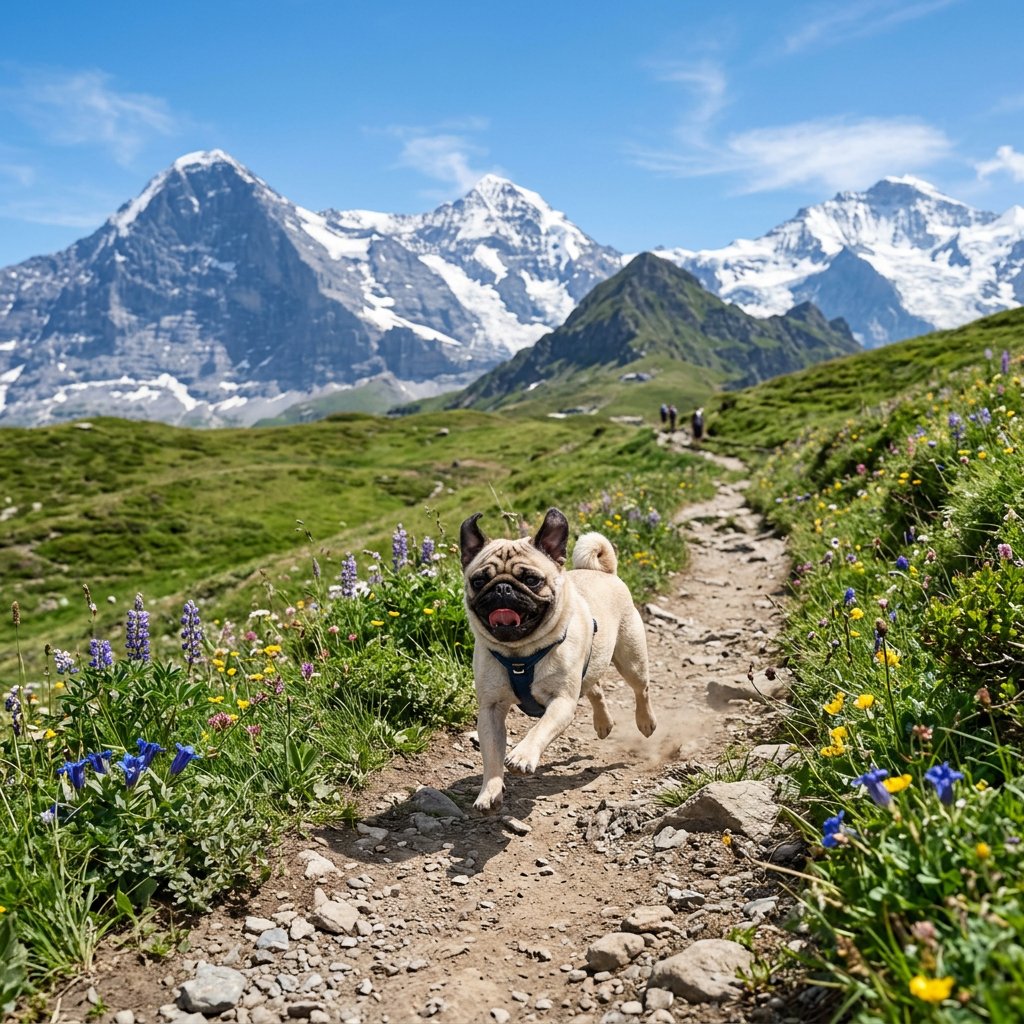 AI Prompt for Adventure Pug Photography with Nature Landscapes