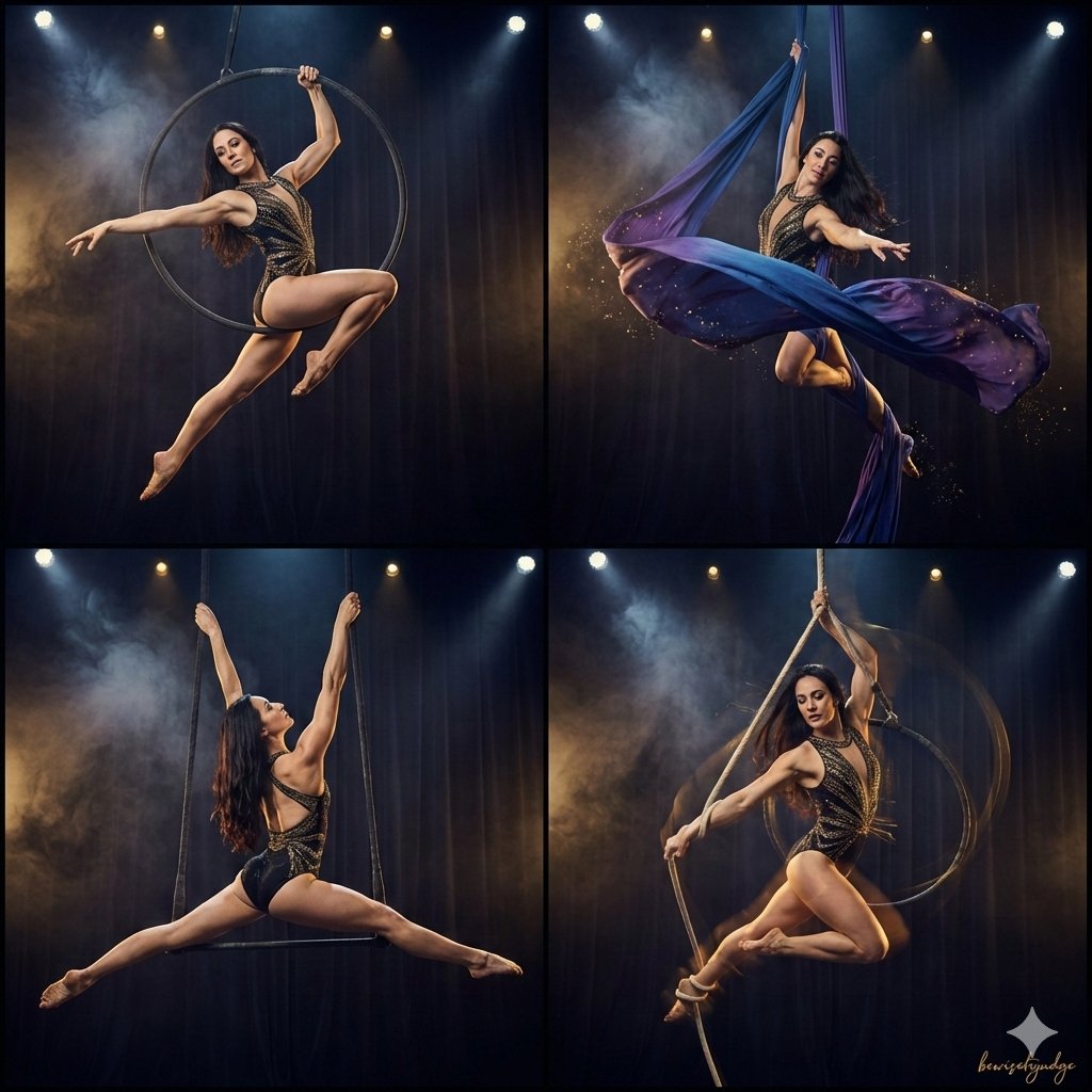 AI Prompt for Aerial Circus Image with Multiple Disciplines