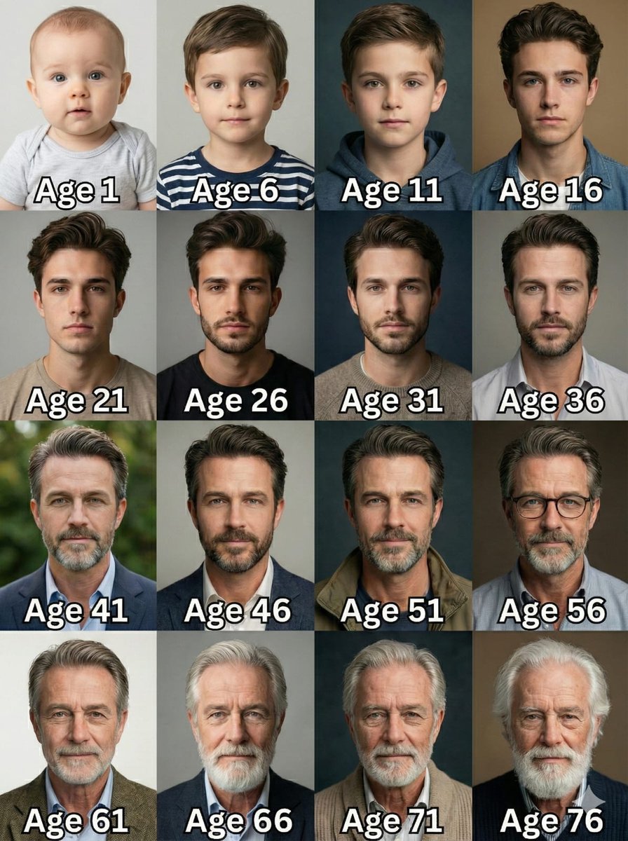 AI Prompt for Age Progression Grid Generation