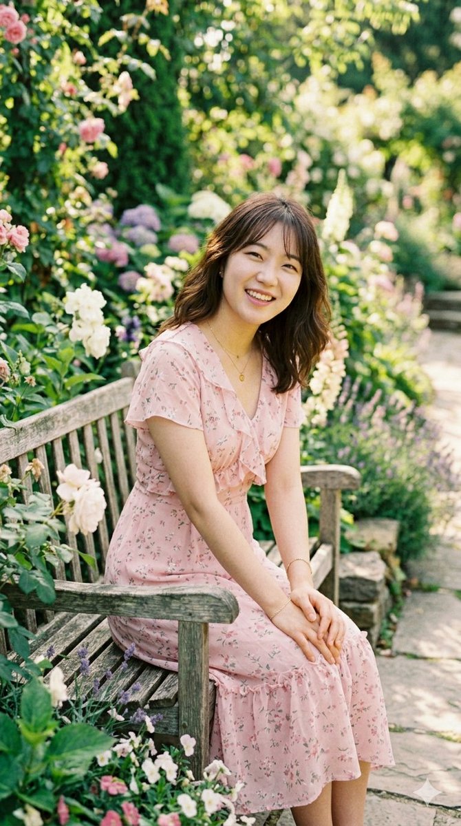 AI Prompt for an East Asian Woman Portrait in a Lush English Garden