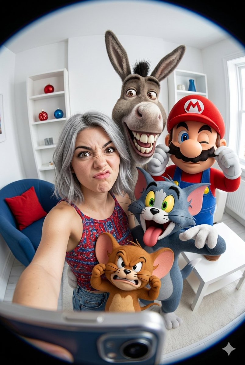 AI Prompt for Anime Fisheye Selfie with Characters