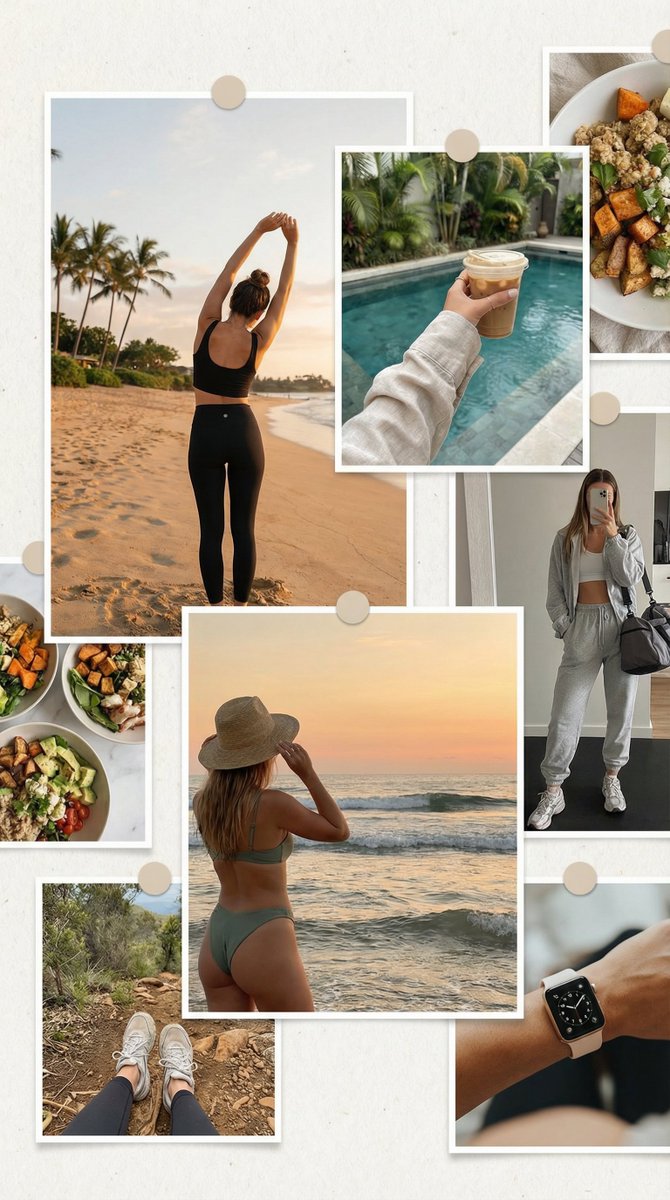 AI Prompt for Asymmetrical Fitness Lifestyle Collage with Modern Aesthetic