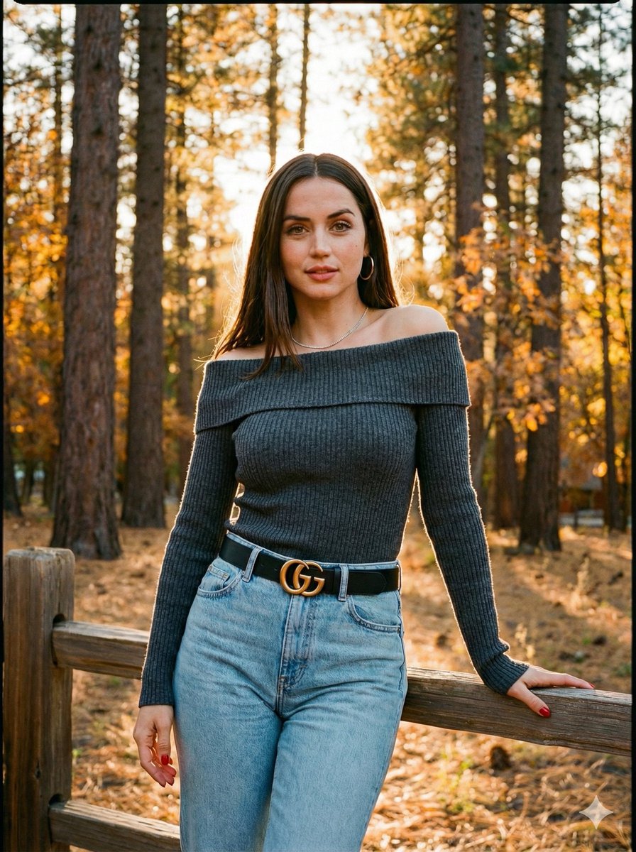 AI Prompt for Autumnal Forest Celebrity Comparison Photoshoot