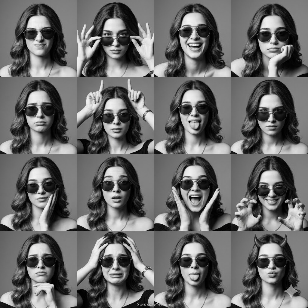 AI Prompt for Black and White 4x4 Photobooth Grid