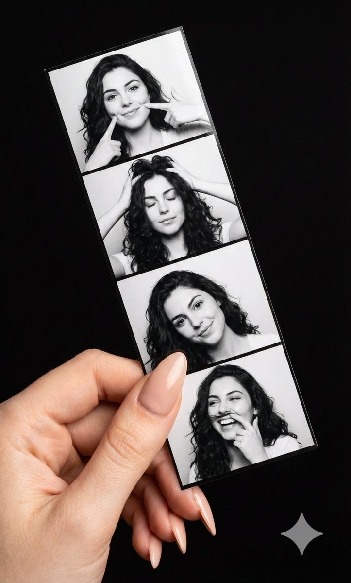 AI Prompt for Black and White Photo Booth Strip Image