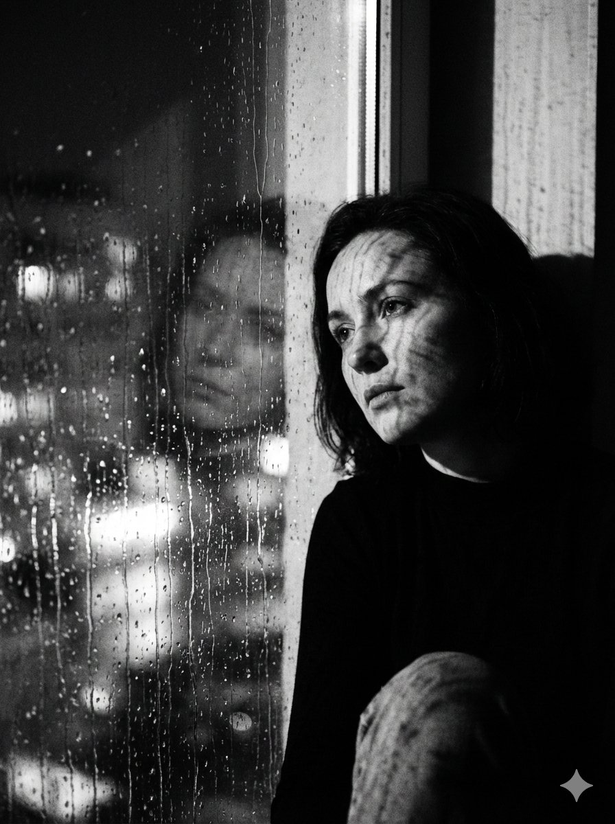 AI Prompt for Black and White Rainy Portrait Photography in Cinematic Style