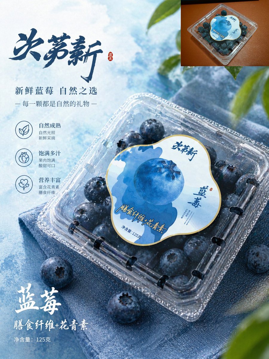 AI Prompt for Blueberry E-commerce Packaging