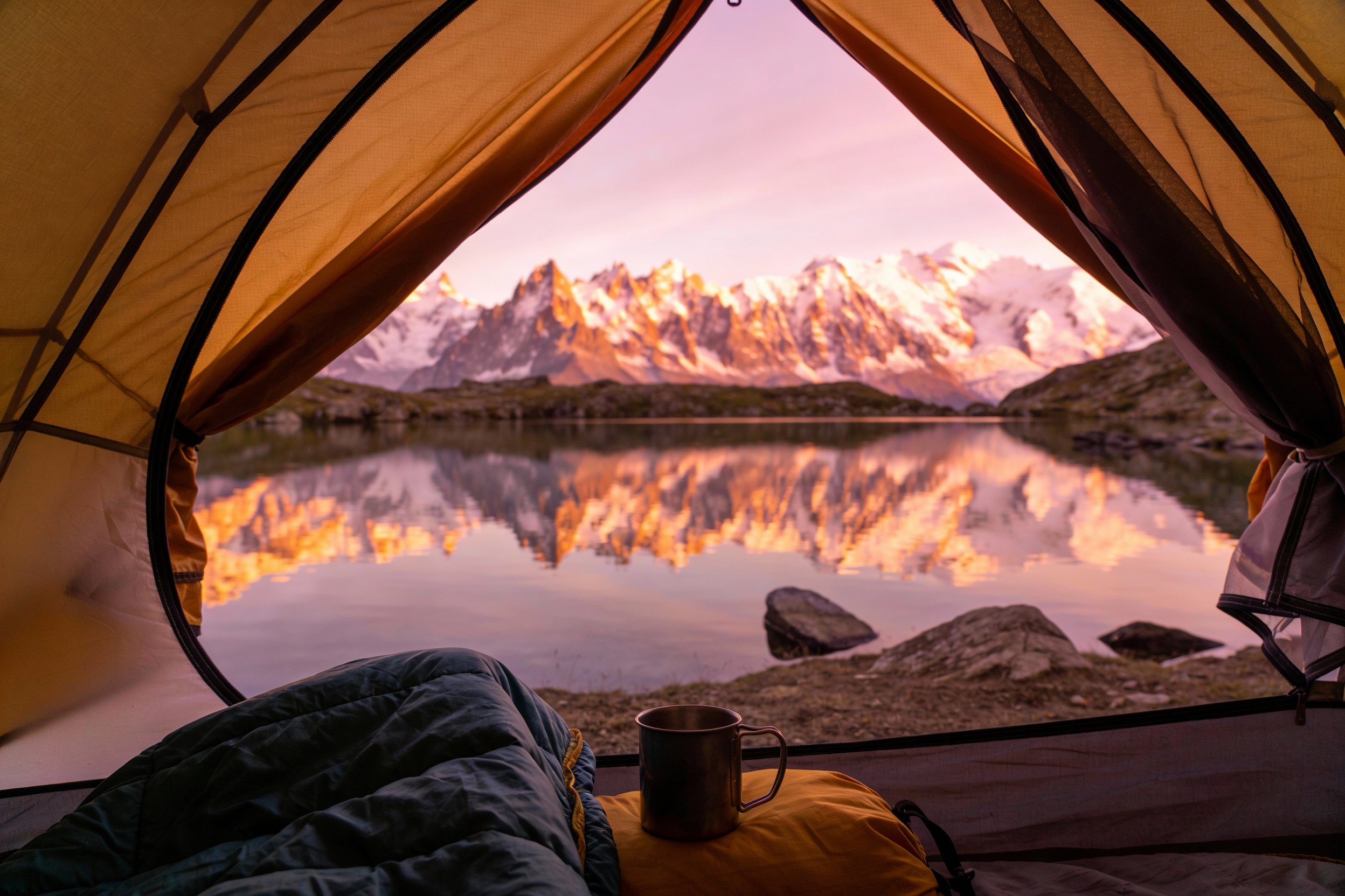 AI Prompt for Breathtaking Tent View Landscape Photography