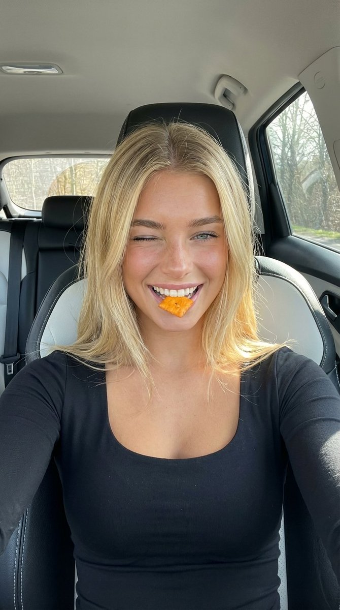 AI Prompt for Car Selfie with a Smile and Cheese Cracker