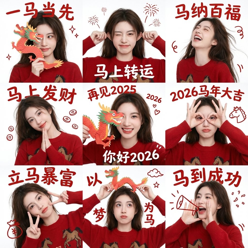 AI Prompt for Chinese New Year Portrait Grids with Blessings
