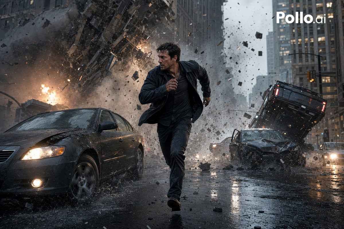 AI Prompt for Cinematic Action Scene: Urban Explosion and High-Speed Chase