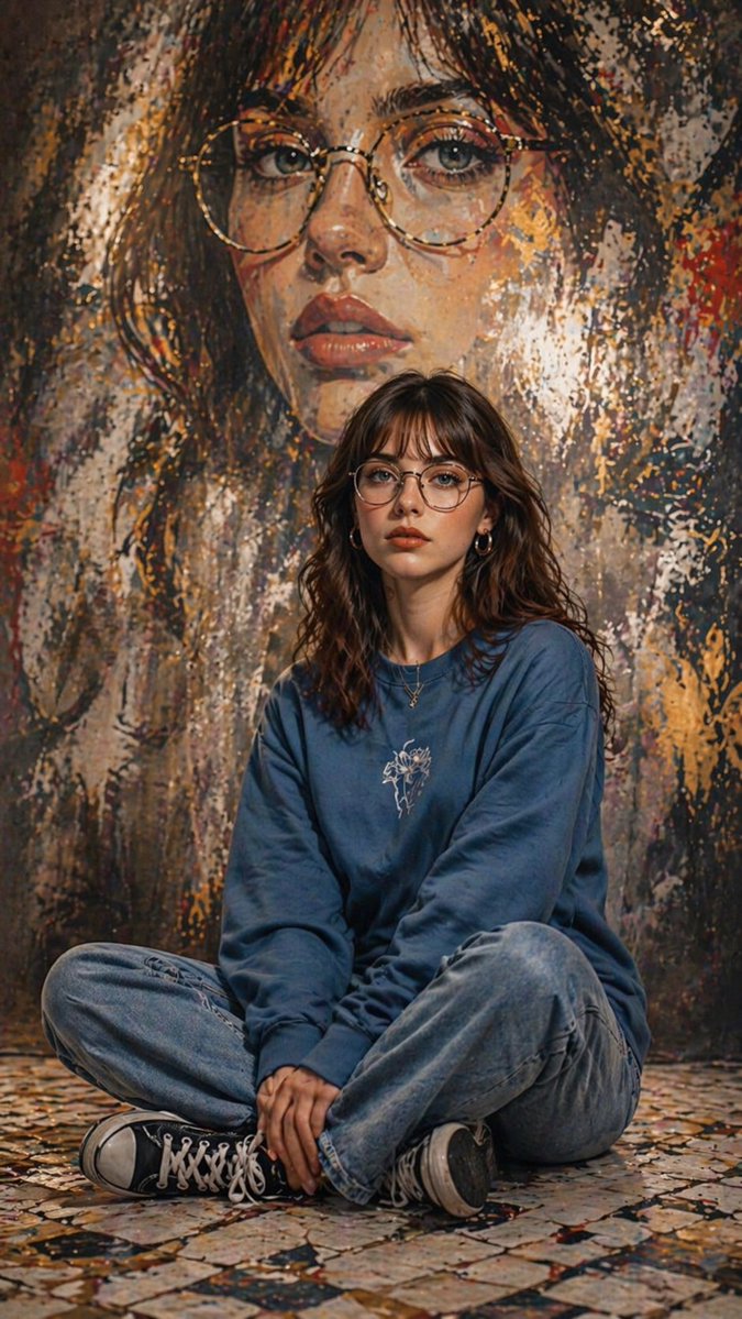 AI Prompt for Cinematic Artistic Portrait with Dynamic Mural Background