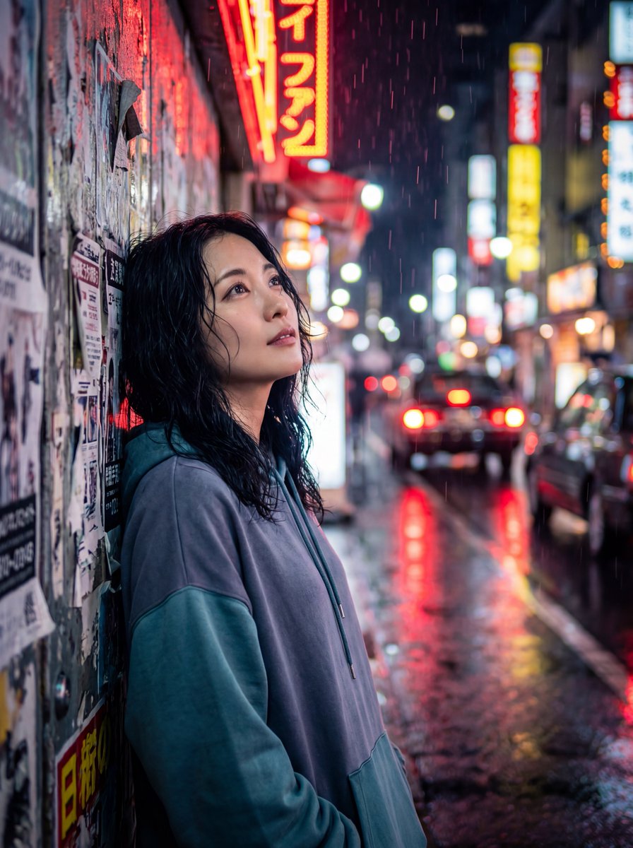 AI Prompt for Cinematic Asian City Night Portrait Photography