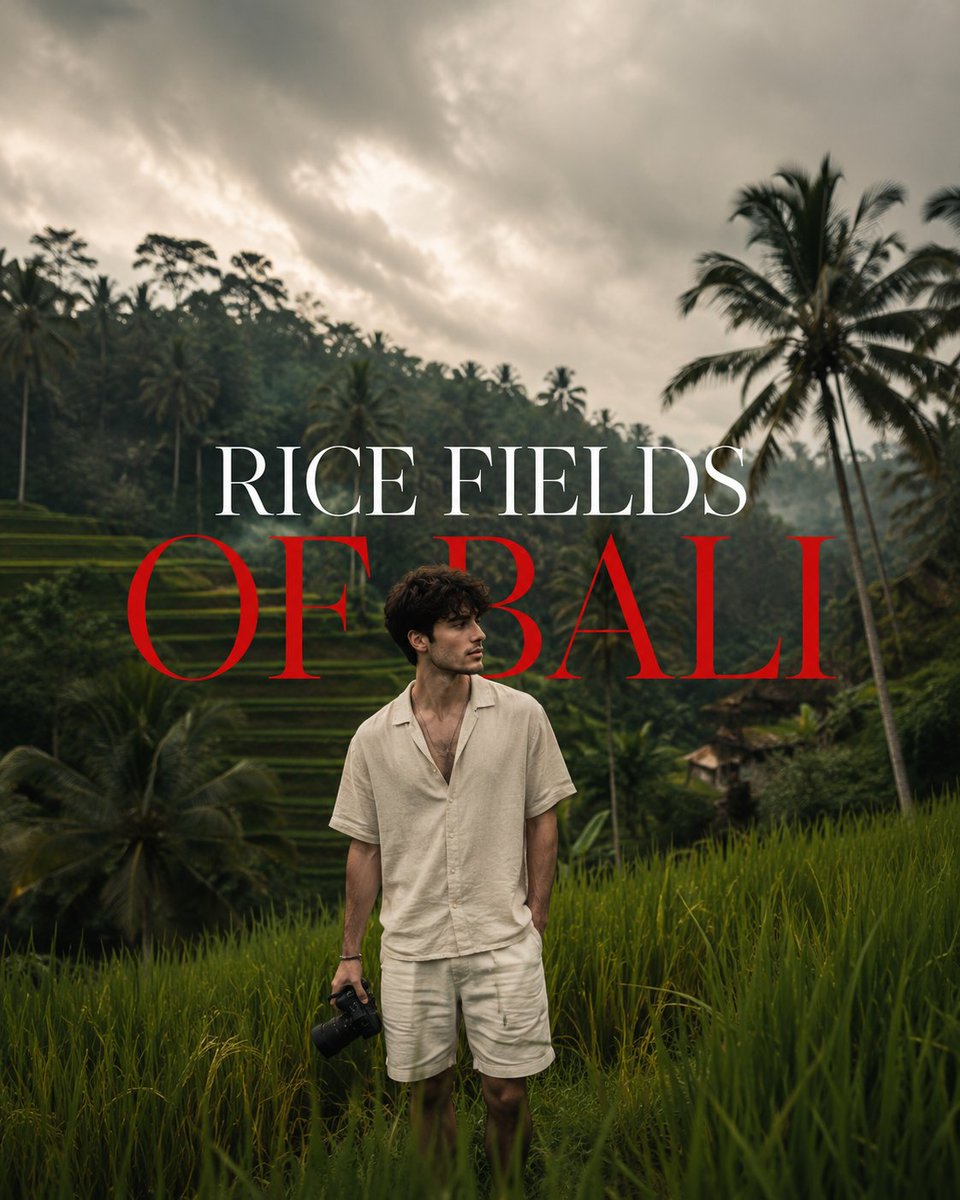 AI Prompt for Cinematic Bali Rice Field Photography Poster