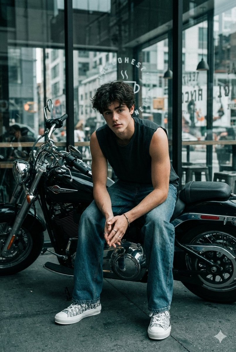 AI Prompt for Cinematic Biker Portraits with Edgy Street Style