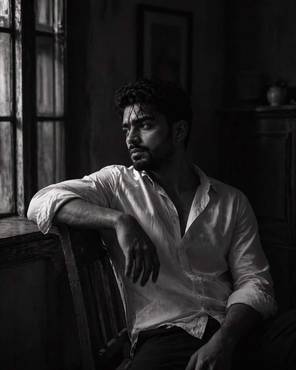AI Prompt for Cinematic Black-and-White Portrait with Vintage Lighting