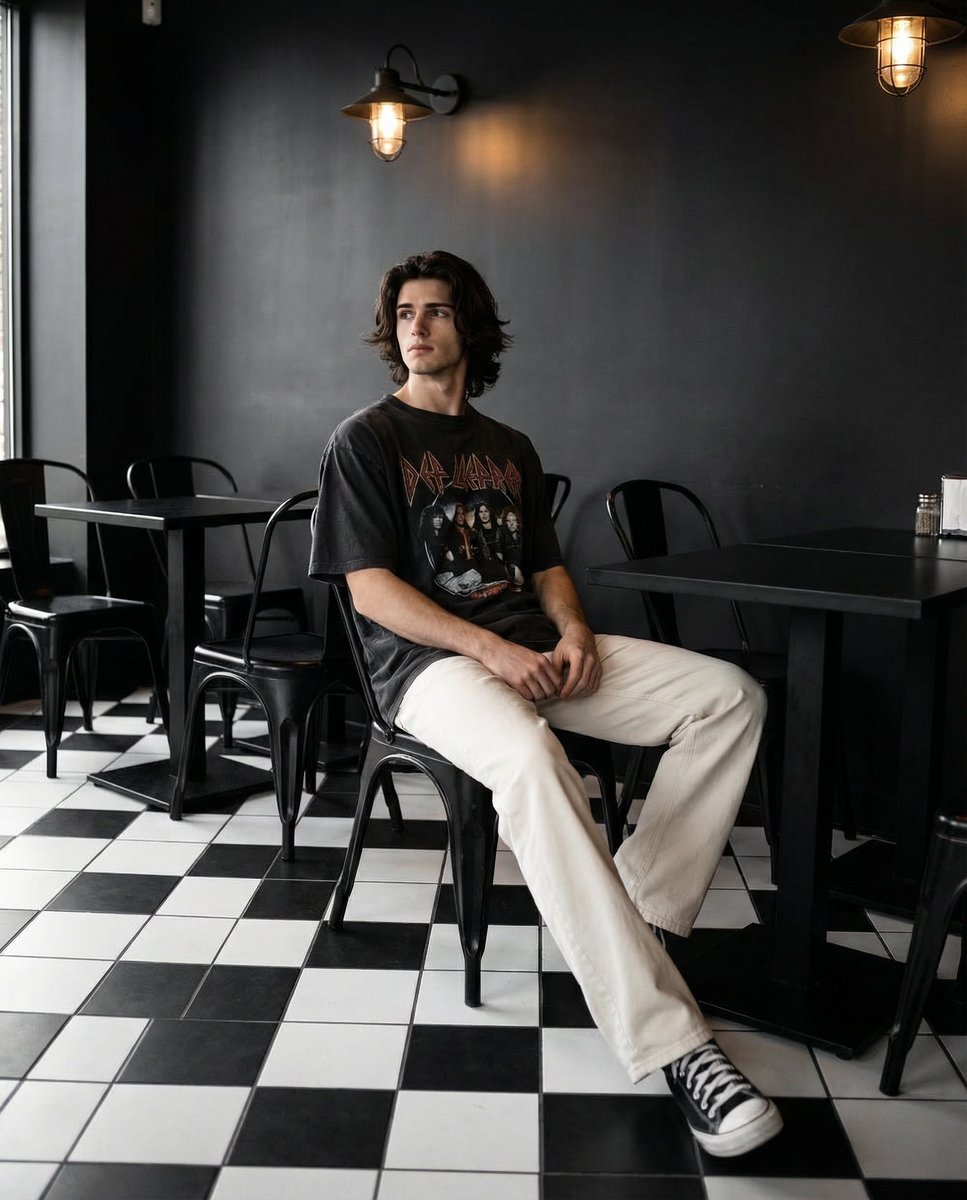 AI Prompt for Cinematic Cafe Portraits - High Contrast Monochrome Photos
