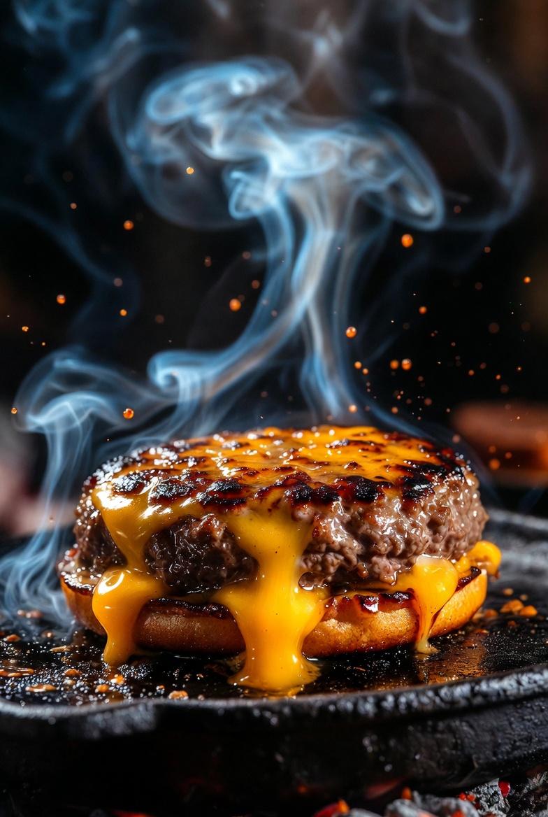 AI Prompt for Cinematic Cheeseburger Macro Photography