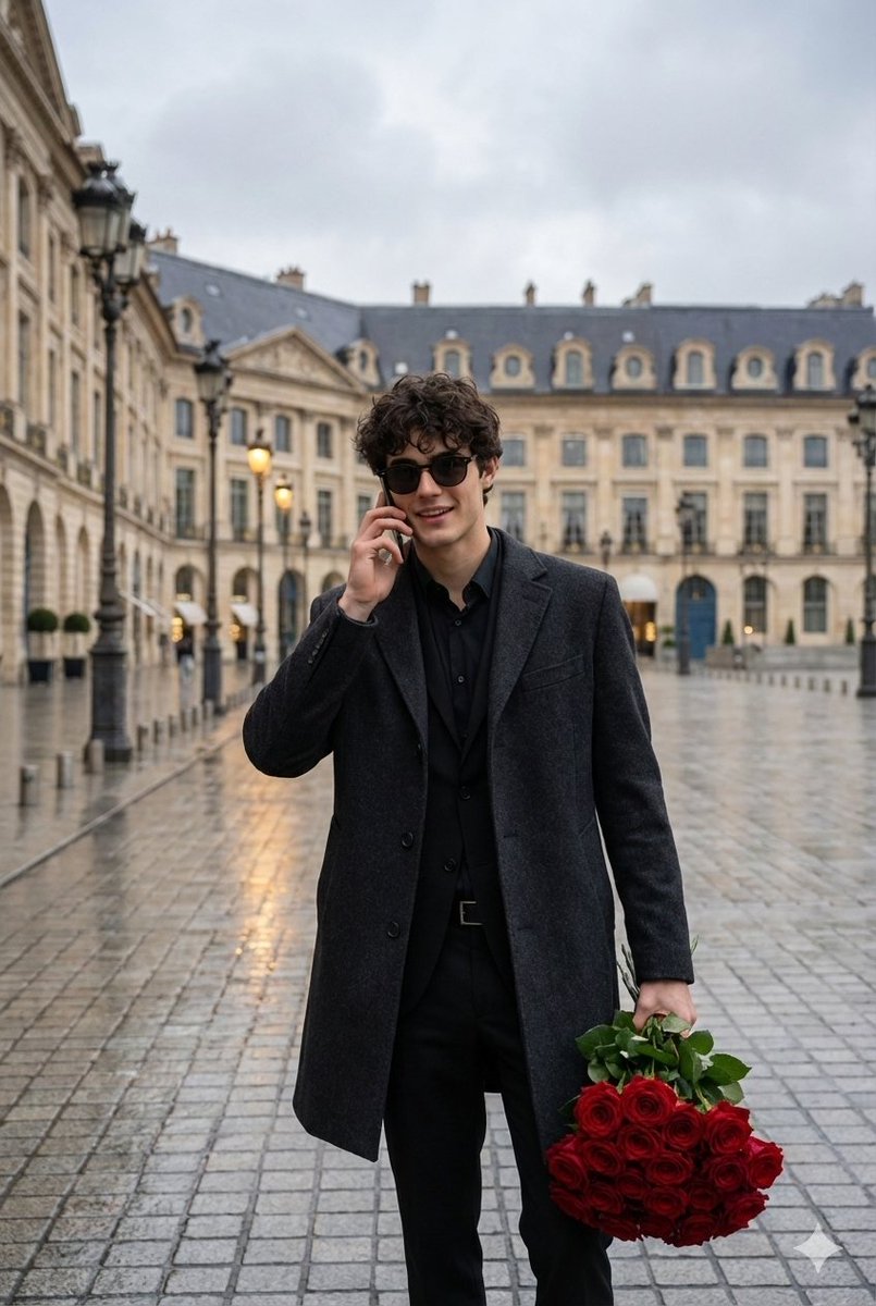 AI Prompt for Cinematic City Street Image with Man, Roses and Mystery