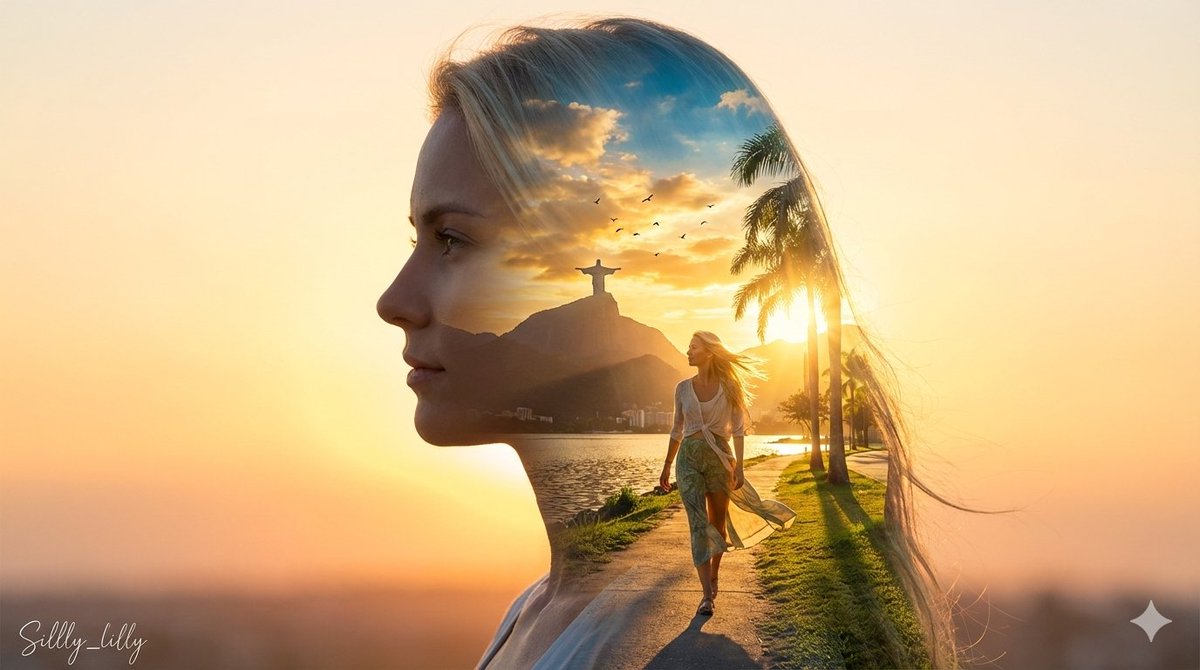 AI Prompt for Cinematic Double Exposure Portrait: Rio de Janeiro Cityscape