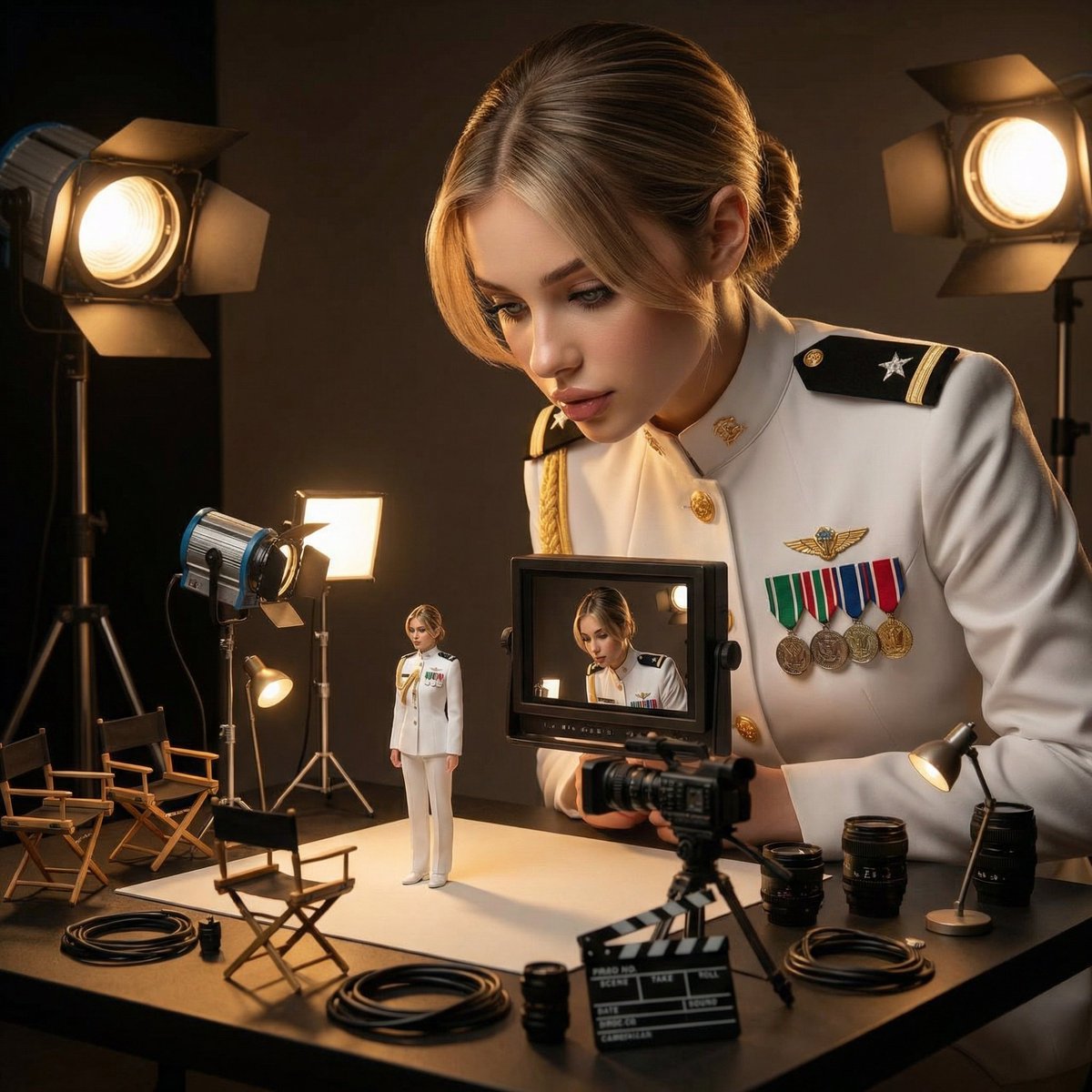 AI Prompt for Cinematic Film Scene with Miniature Doppelganger