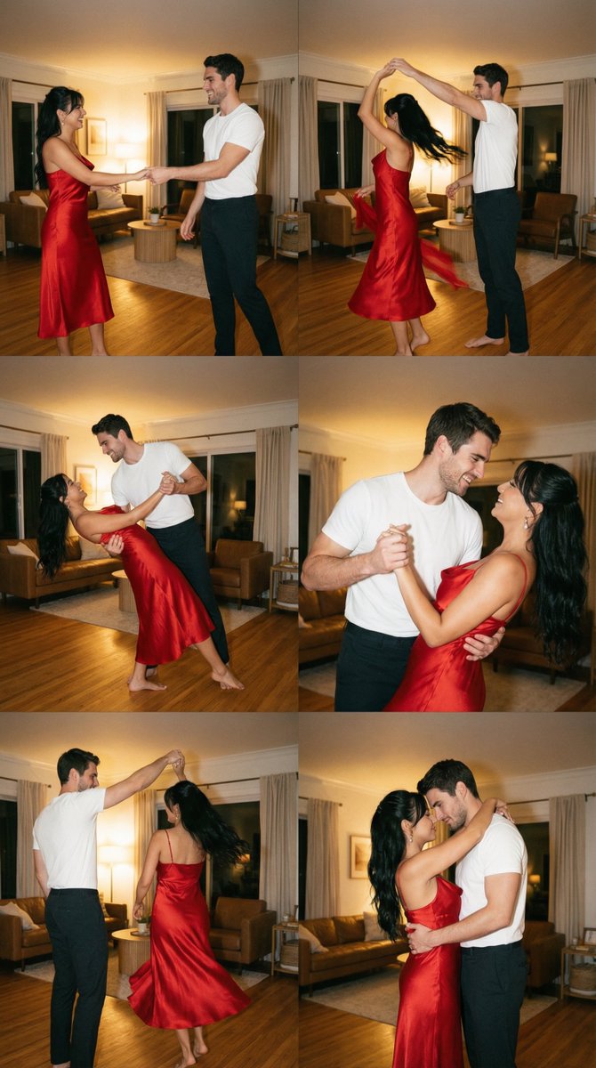 AI Prompt for Cinematic Film Still Grid Home Dance Sequence