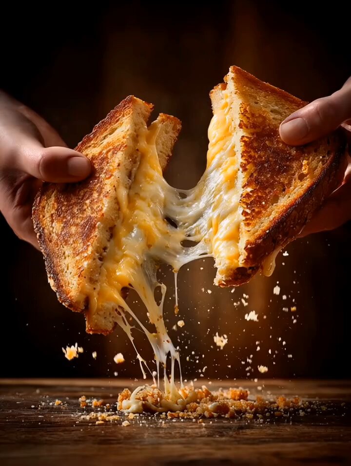 AI Prompt for Cinematic Food Photography: Melted Cheese Action Shot