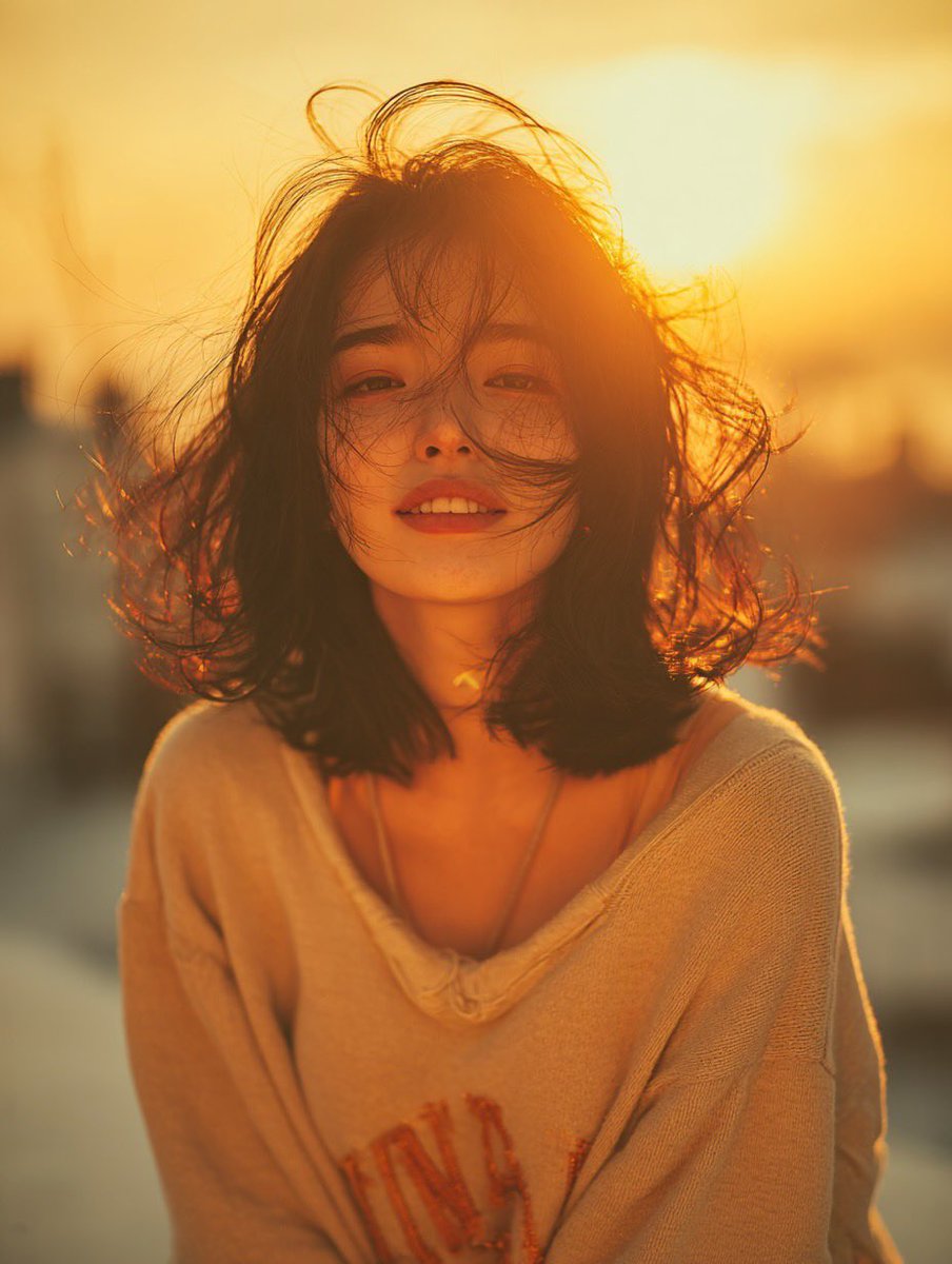 AI Prompt for Cinematic Golden Hour Portrait with Urban Rooftop Backdrop