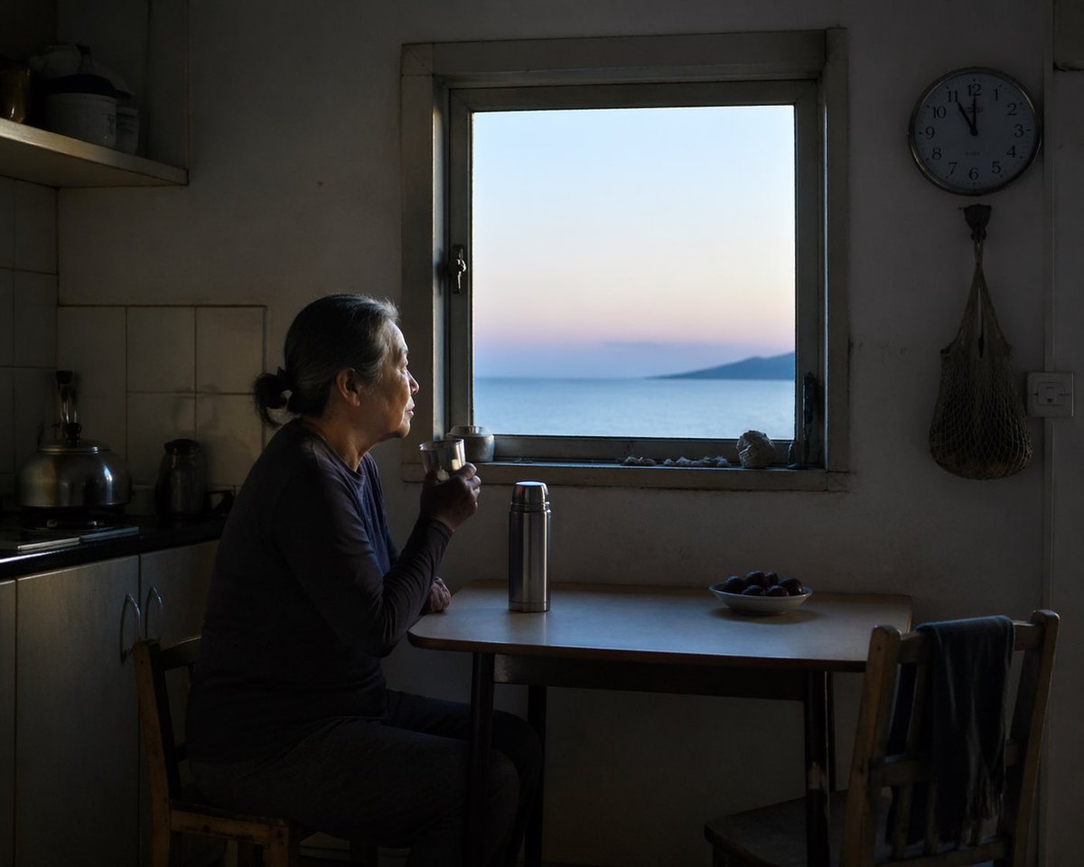 AI Prompt for Cinematic Mood Photography: Dark Room Window View Portrait