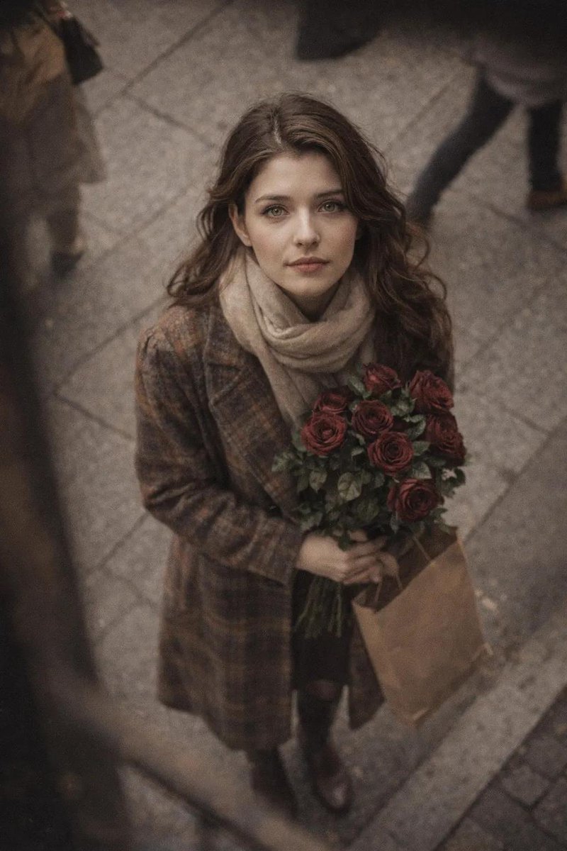 AI Prompt for Cinematic Moody Street Photography with Roses