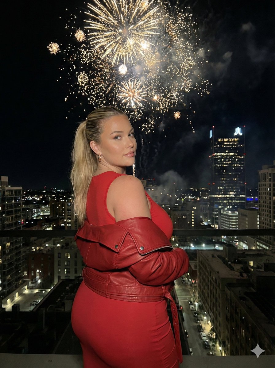 AI Prompt for Cinematic Nighttime Cityscape Portrait with Fireworks