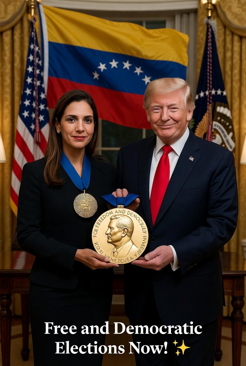 AI Prompt for Cinematic Photo of Politician Handing Nobel Medal