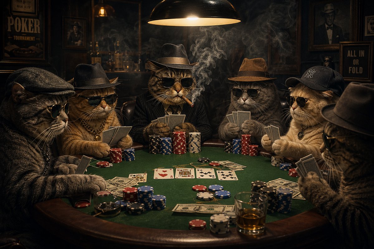AI Prompt for Cinematic Photography of Gangster Cats Playing Poker