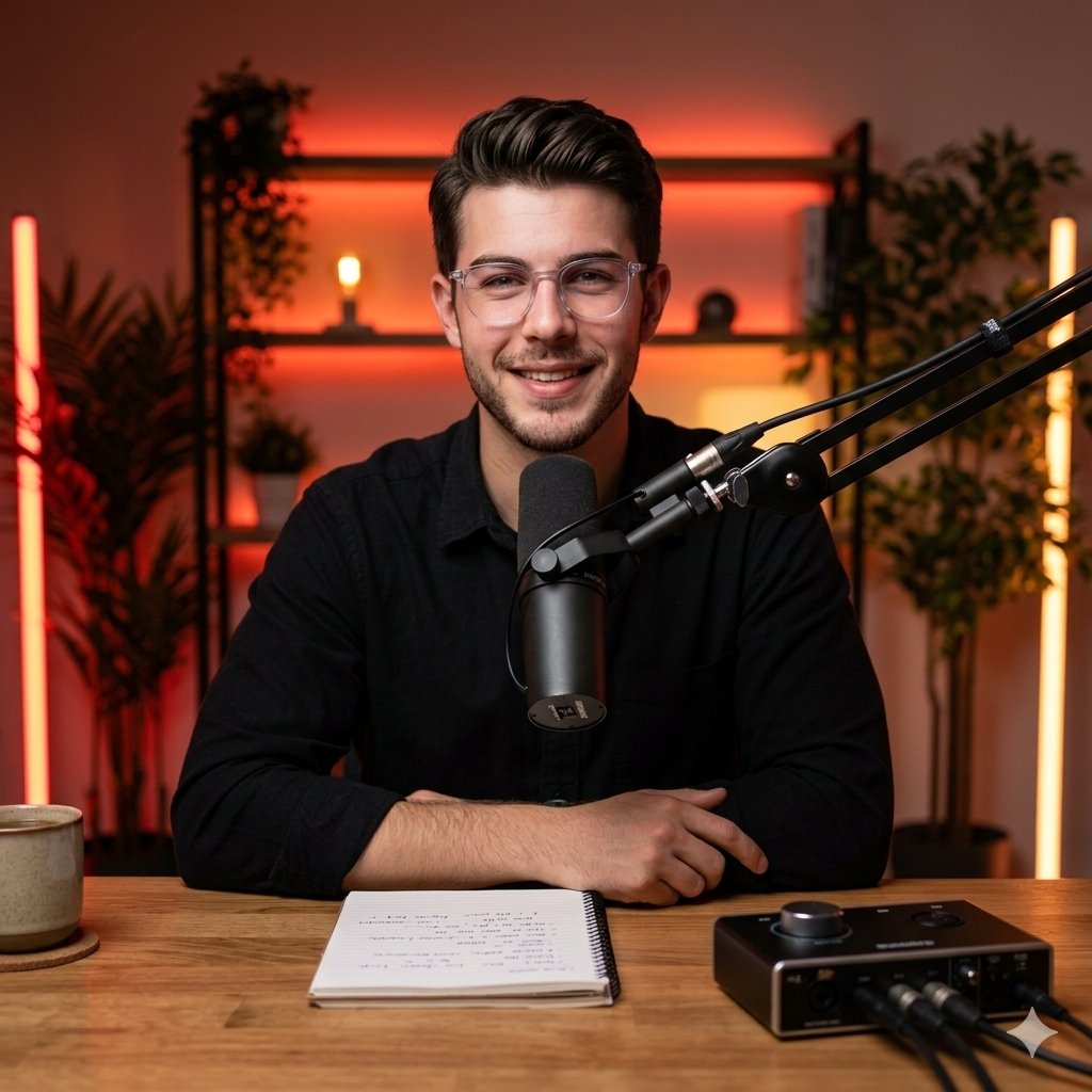 AI Prompt for Cinematic Podcast Host Studio Portrait