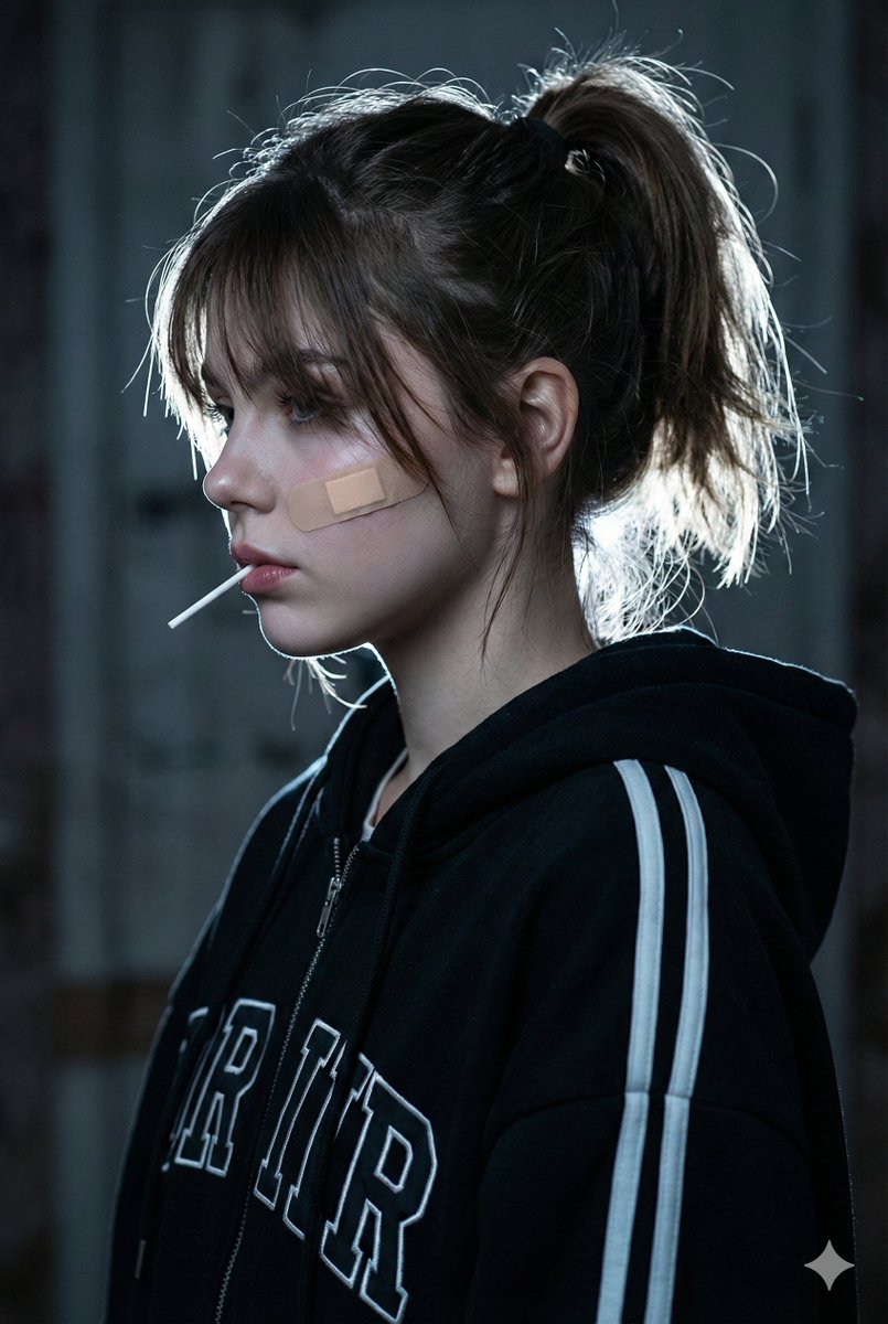 AI Prompt for Cinematic Portrait: Moody Young Woman with Dark Background