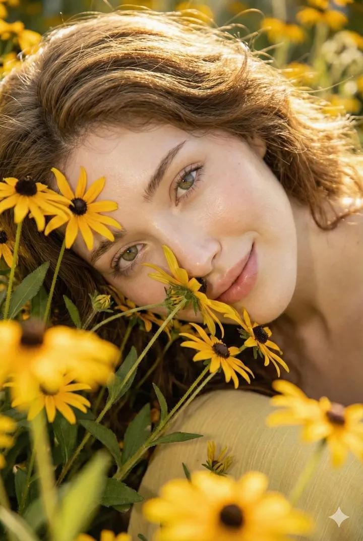 AI Prompt for Cinematic Portrait with Harsh Lighting and Floral Background