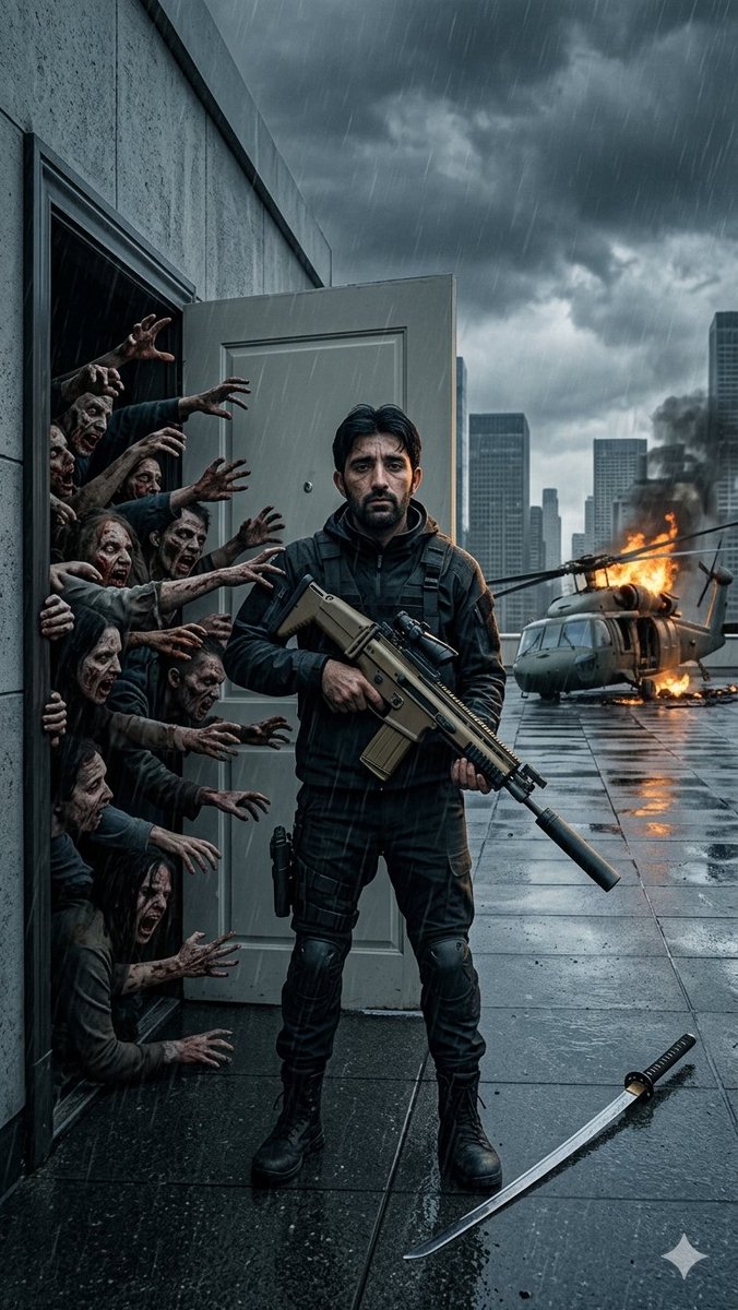 AI Prompt for Cinematic Rainy Cityscape with Zombies and Action