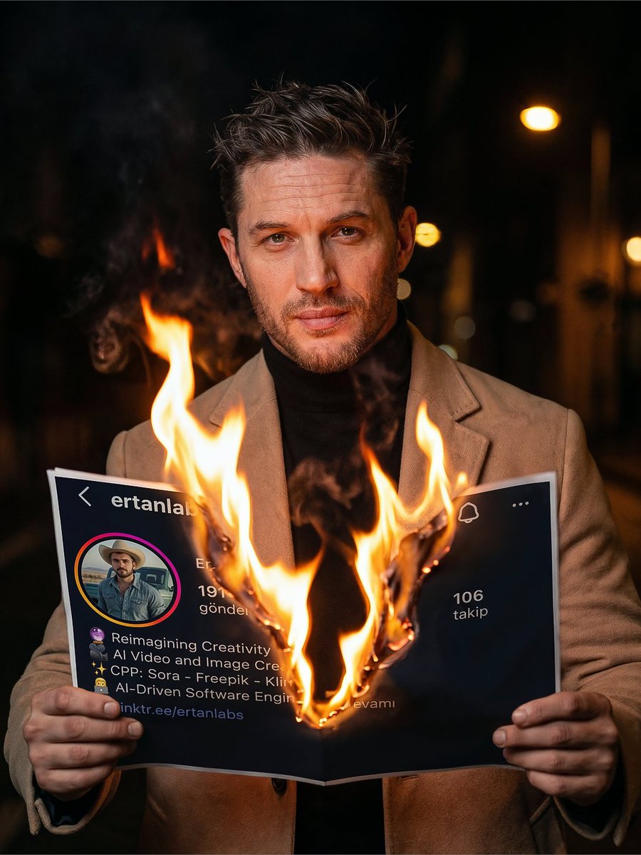 AI Prompt for Cinematic Social Media Portrait with Burning Flames