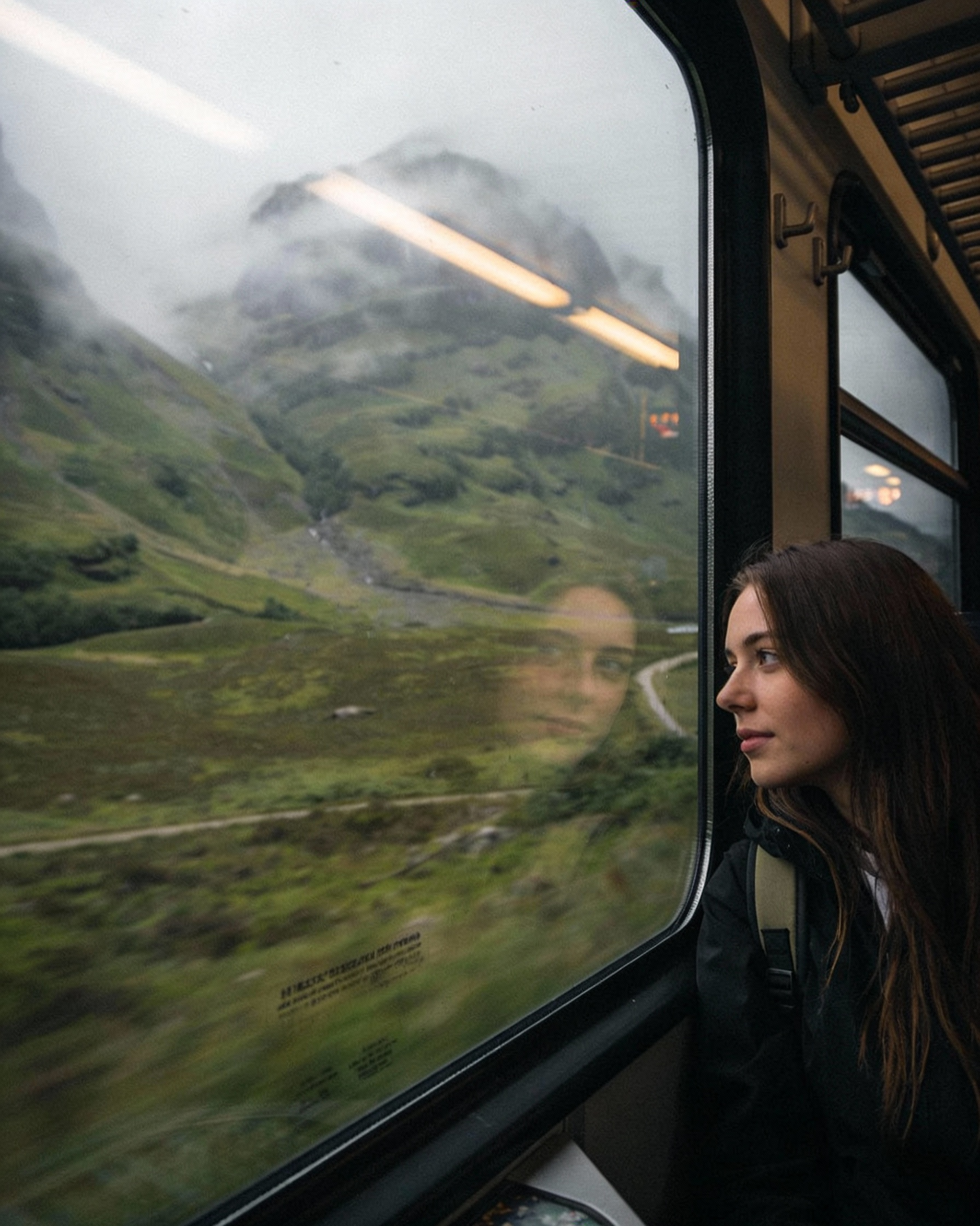 AI Prompt for Cinematic Solo Travel Image: Train Adventure Photography