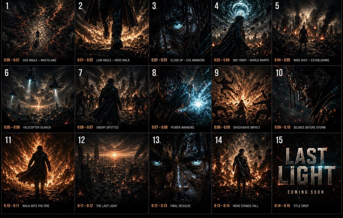 AI Prompt for Cinematic Storyboard Layout in 3x3 Grid